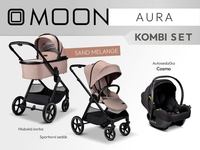 Trojkombinace kočárku Moon AURA - Kombi 2026