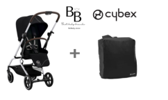 Set športového kočíka Cybex EEZY S TWIST + 2 SLV 2023 + cestovná taška - Moon Black