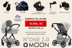 Trojkombinace kočárku Moon N ONE 2.0 ALL IN ONE s doplňky a bází 2024