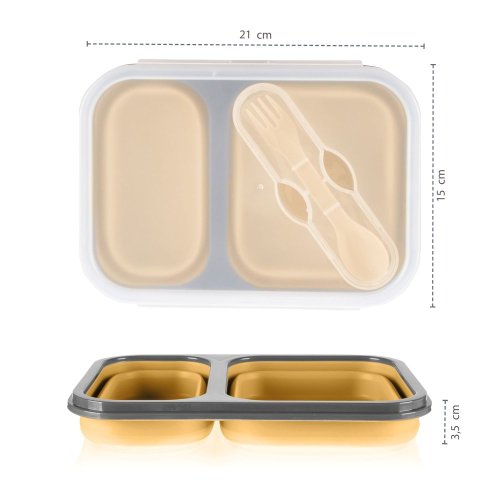Silikonový svačinový box s příborem Zopa 2025 - Velký - Varianta: Mustard Yellow
