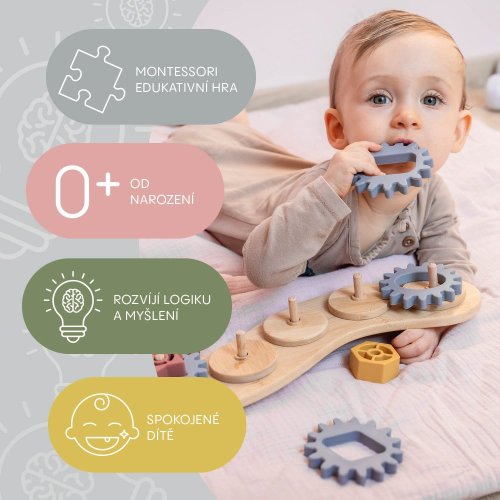 Zopa Silikonová bambusová skládačka ozubená kolečka
