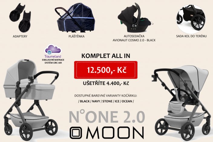 Trojkombinace kočárku Moon N ONE 2.0 ALL IN s doplňky 2024