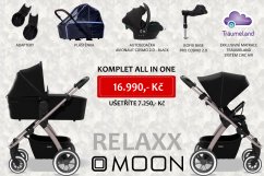 Trojkombinace kočárku Moon RELAXX ALL IN ONE s doplňky a bází 2024 - Black