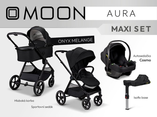 Kombinovaný kočárek Moon AURA s autosedačkou a bází - Maxi 2026