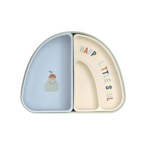 Silikonový jídelní set Lässig HAPPY FRUITS 2025 - Varianta: LÄSSIG Dish Set Silicone Section Happy Fruits 2025 cherry