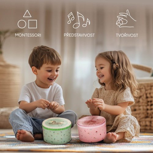 Dřevěný dětský bubínek - Varianta: Mint