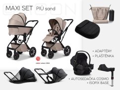 Trojkombinace kočárku Moon PIÚ Maxi set s bází 2025 Black chrome