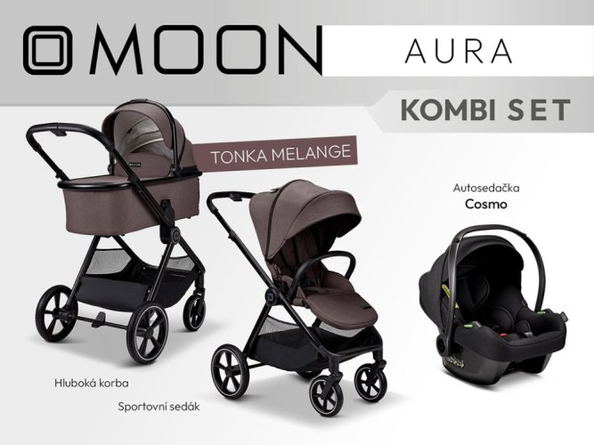 Trojkombinace kočárku Moon AURA - Kombi 2026