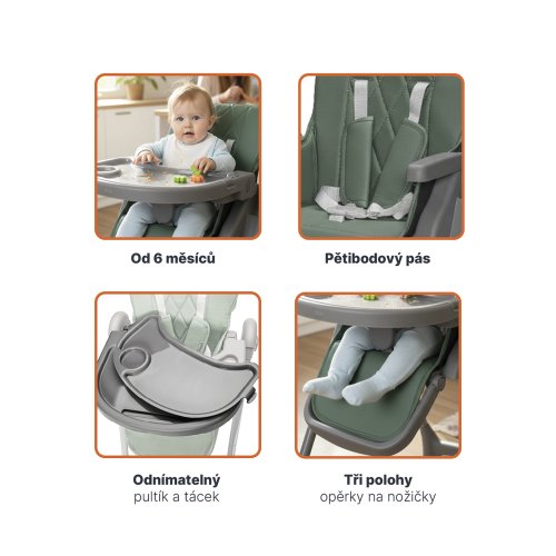Dětská židlička Primo - Varianta: District Green