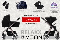 Trojkombinace kočárku Moon RELAXX ALL IN s doplňky 2024 - Black