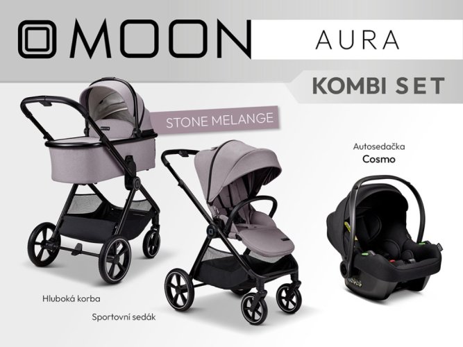 Trojkombinace kočárku Moon AURA - Kombi 2026