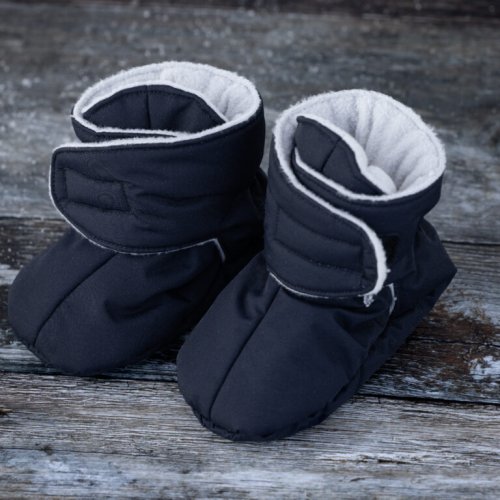 Zateplené látkové botičky Voksi BOOTIES 2025 - Varianta: Voksi Baby Booties black light grey 0-1y