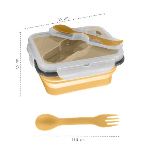 Silikonový svačinový box s příborem Zopa 2025 - Malý - Varianta: Mustard Yellow