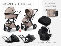 Trojkombinace kočárku Moon PIÚ Kombi set 2025 Black chrome