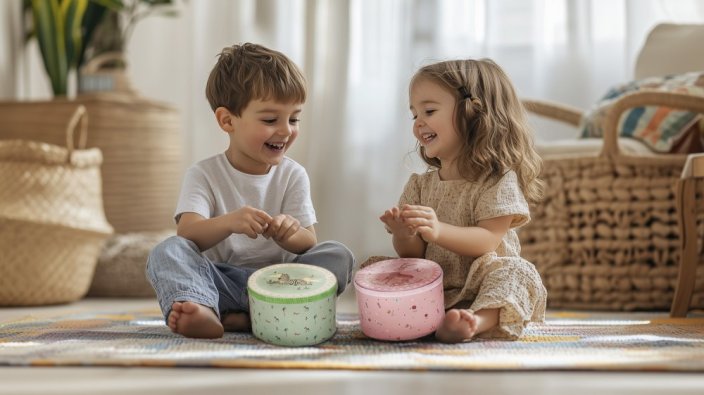 Dřevěný dětský bubínek - Varianta: Mint