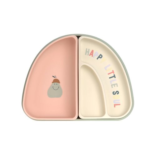 Silikonový jídelní set Lässig HAPPY FRUITS 2025 - Varianta: LÄSSIG Dish Set Silicone Section Happy Fruits 2025 cherry