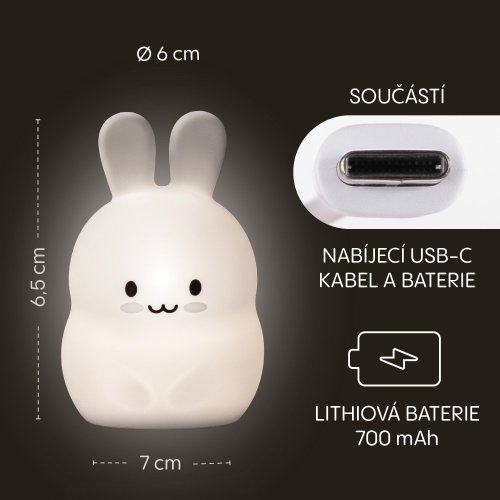 Silikonová LED noční lampička Zopa vel. M 2025 - Varianta: Rabbit