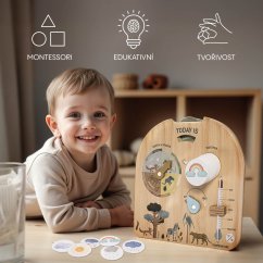 Drevená Montessori doska Počasie