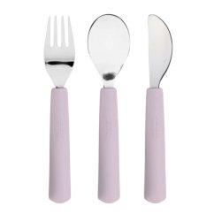 LÄSSIG Cutlery with Silicone Handle 3pcs Happy Rascals Heart lavender