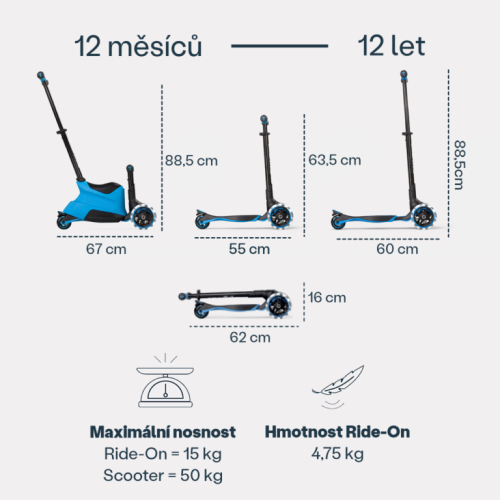 Multifunkční koloběžka SmarTrike XTEND RIDE-ON 2025 - Varianta: smarTrike Xtend Ride-on 2025 blue