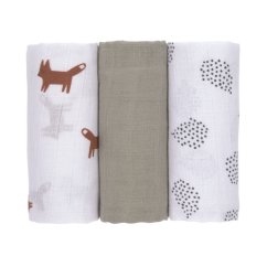 LÄSSIG Swaddle Burp blanket 60x60 Little Forest fox